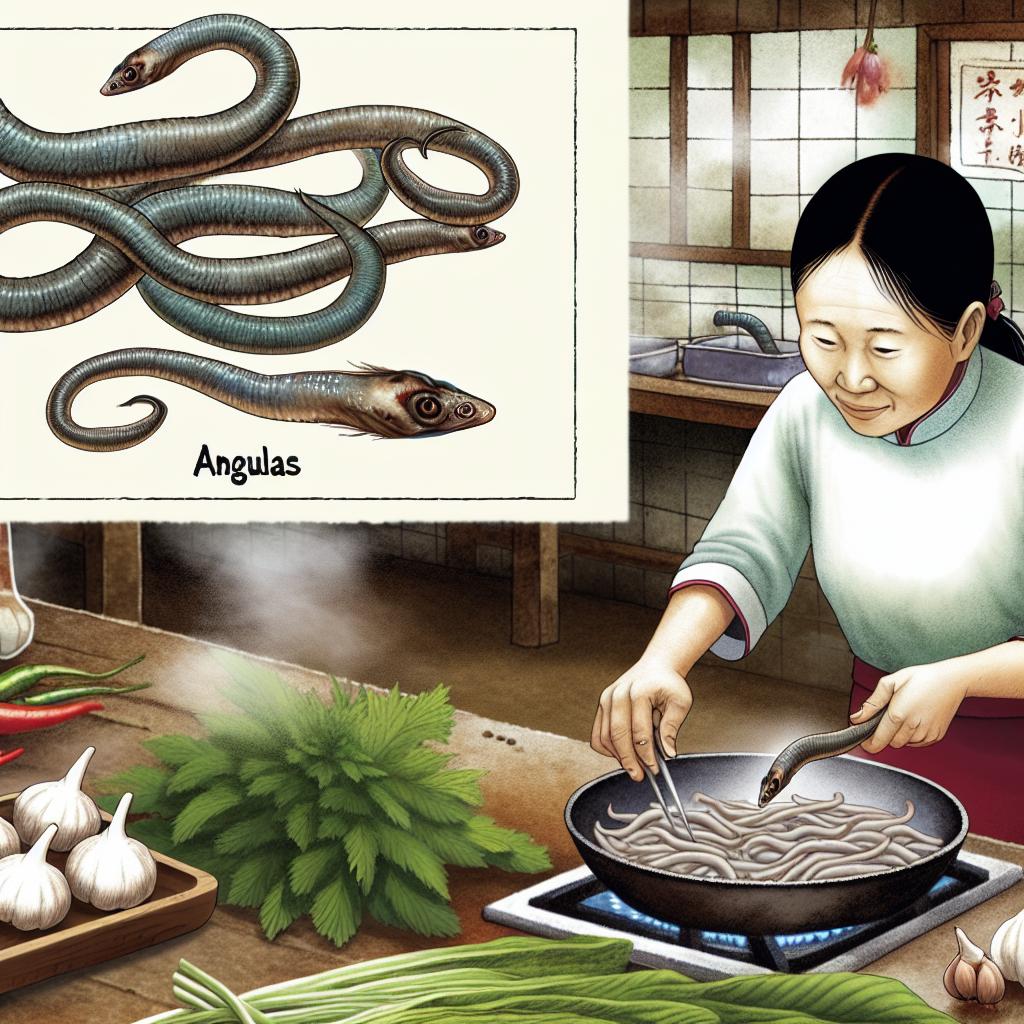 The preparation of angulas (baby eels).