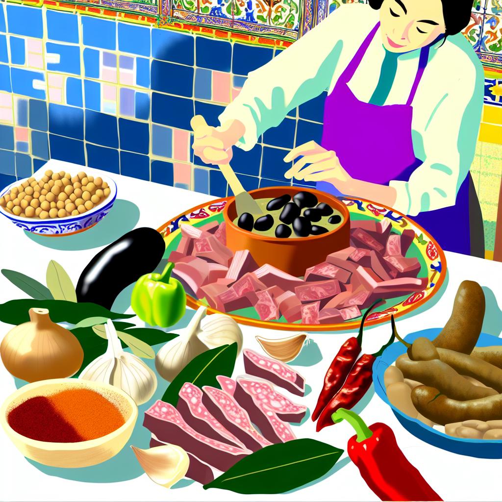 The preparation of callos a la madrileña (Madrid-style tripe).