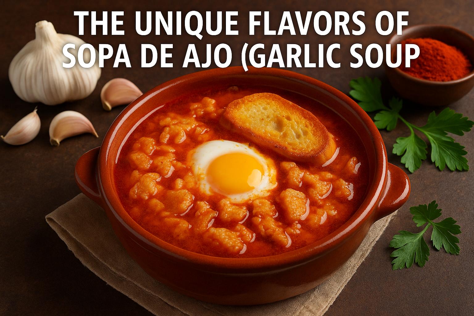The unique flavors of sopa de ajo (garlic soup).