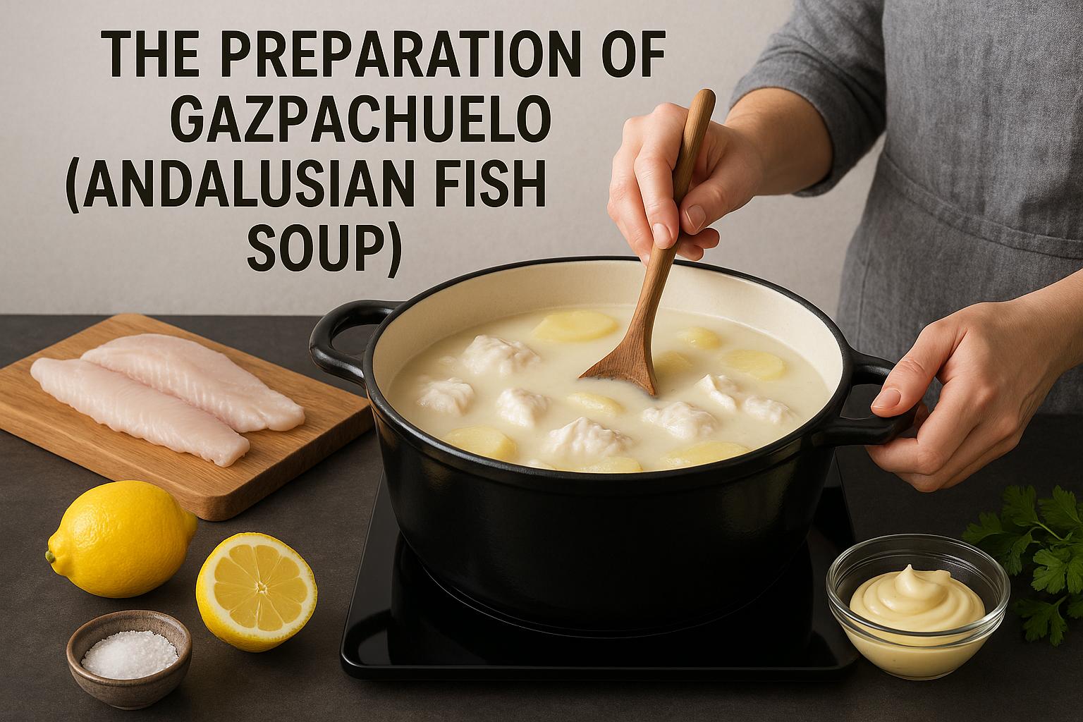 The preparation of gazpachuelo (Andalusian fish soup).