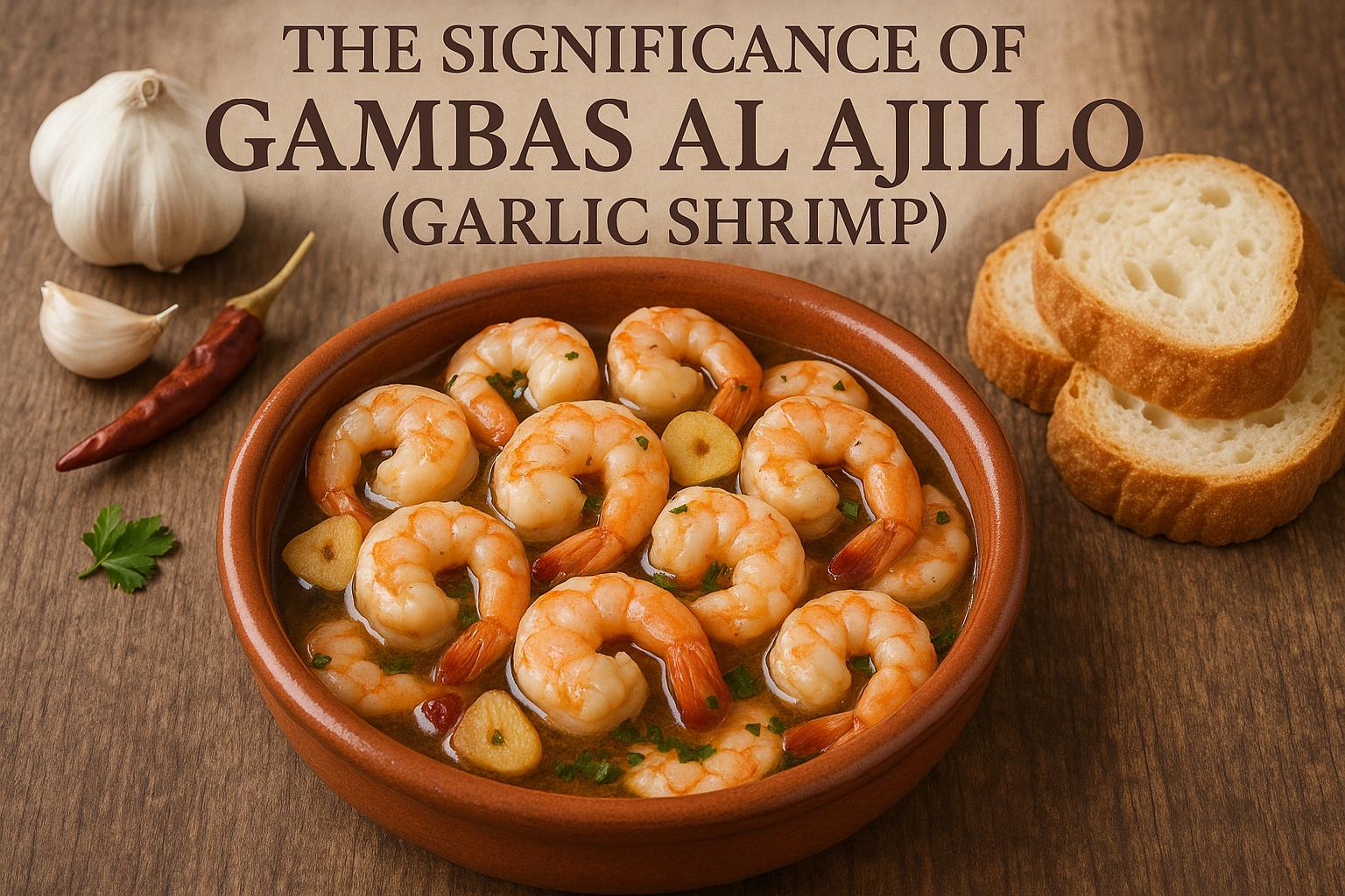 The significance of gambas al ajillo (garlic shrimp).